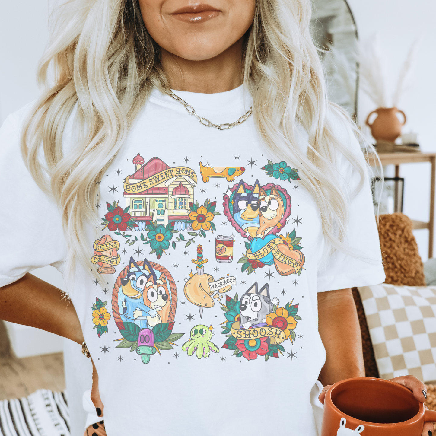 Blue Tattoo  Retro T Shirt or Sweatshirt