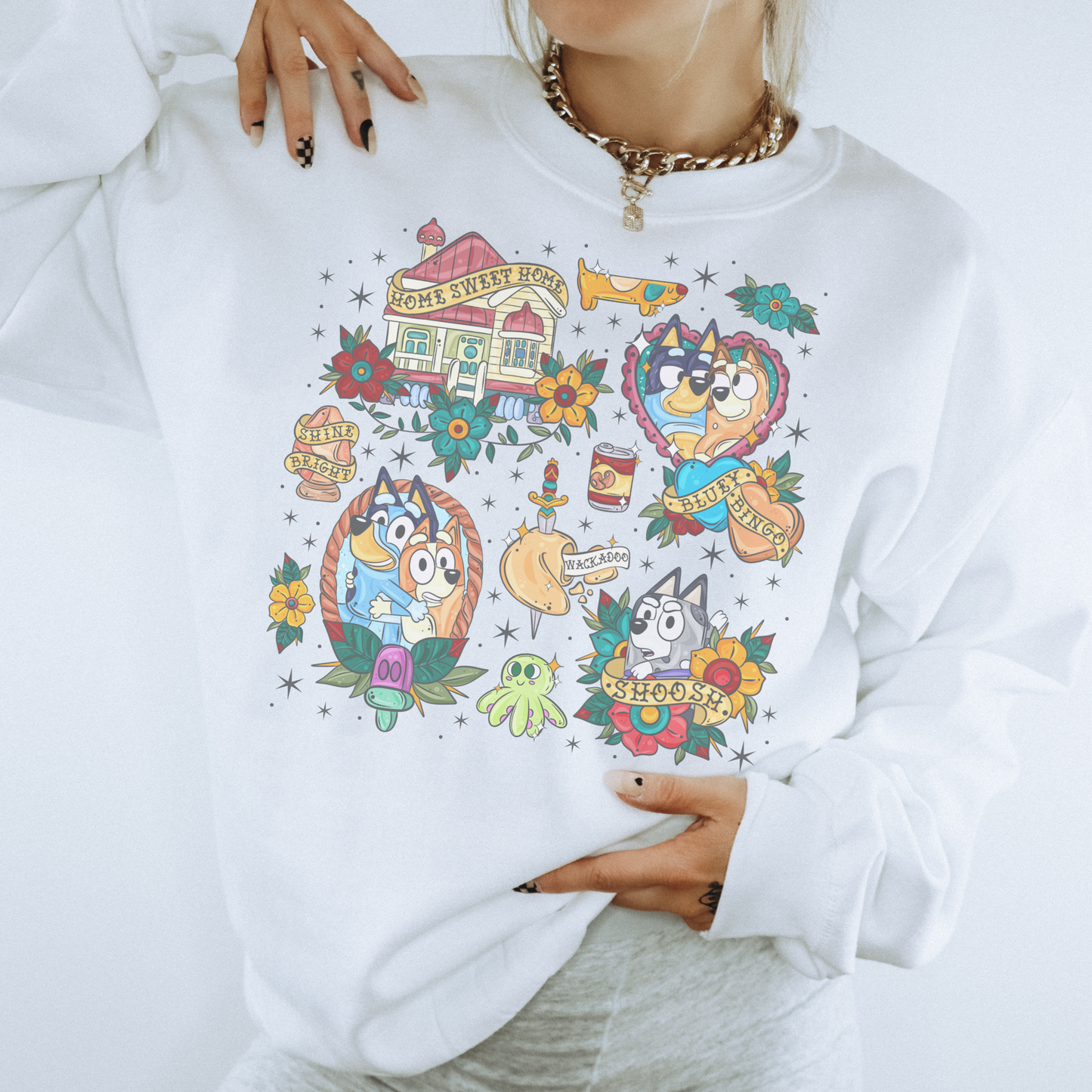 Blue Tattoo Retro T Shirt or Sweatshirt