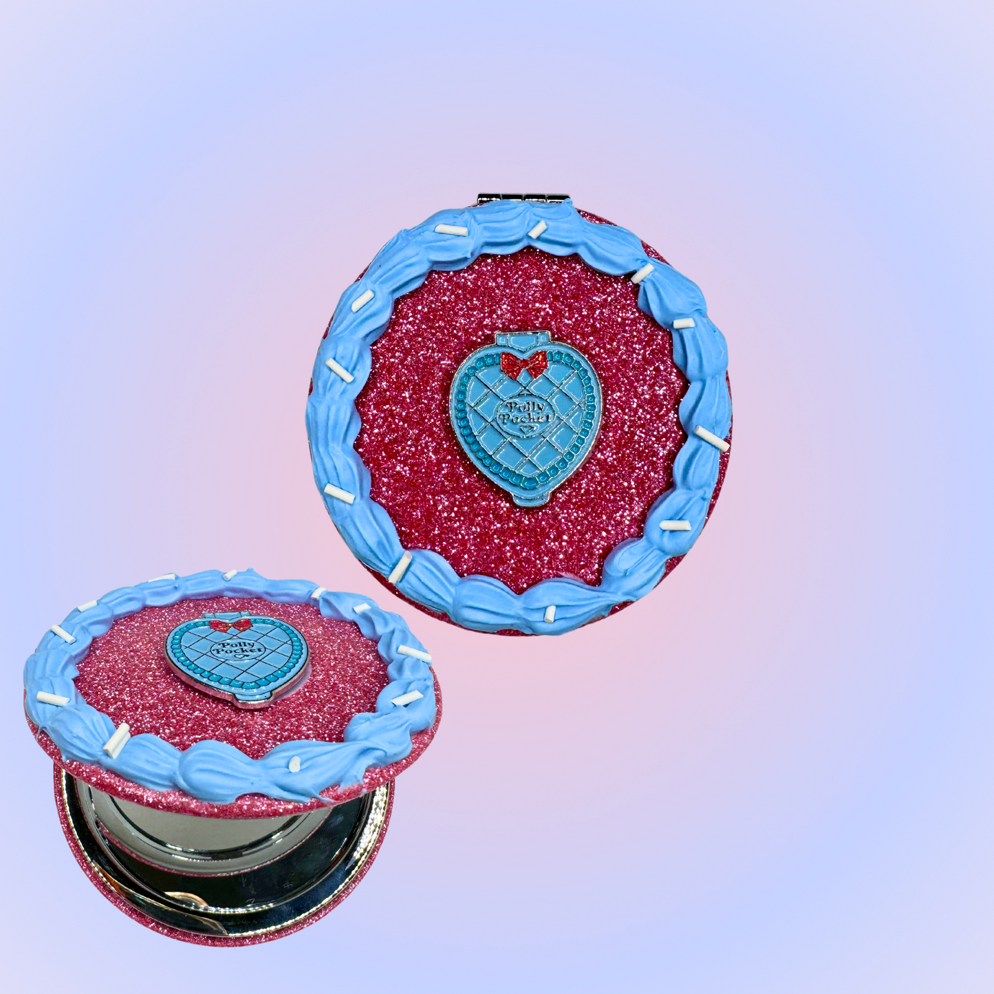 Pink and Blue Fake Cake Compact Mirror