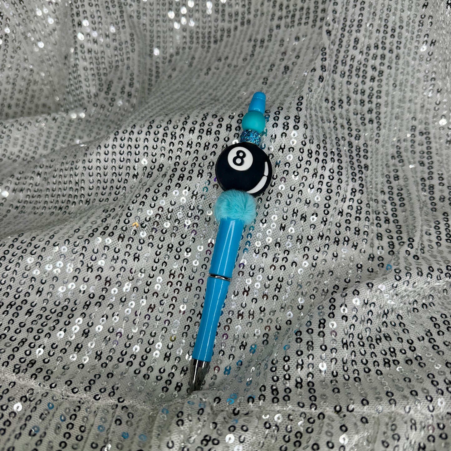 Blue 8 Ball Beaded Pen
