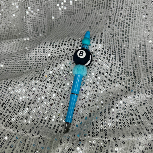Blue 8 Ball Beaded Pen