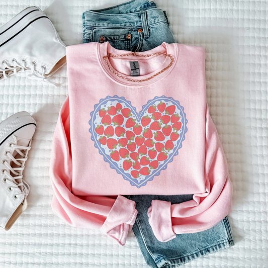 Strawberry Heart Retro Sweatshirt or T Shirt