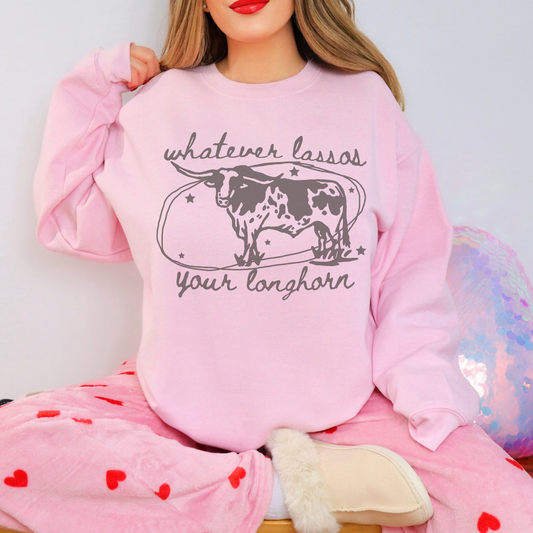 Whatever Lassos Your Longhorn Retro Sweatshirt or T Shirt