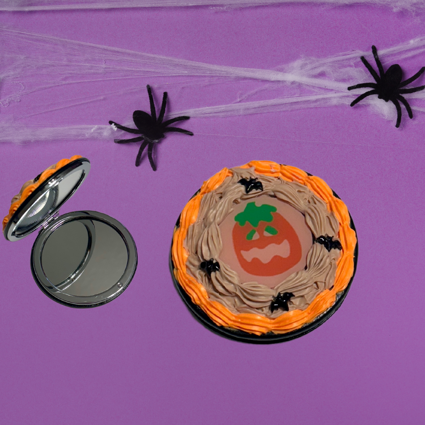 Pumpkin Halloween Fake Cake Compact Mirror