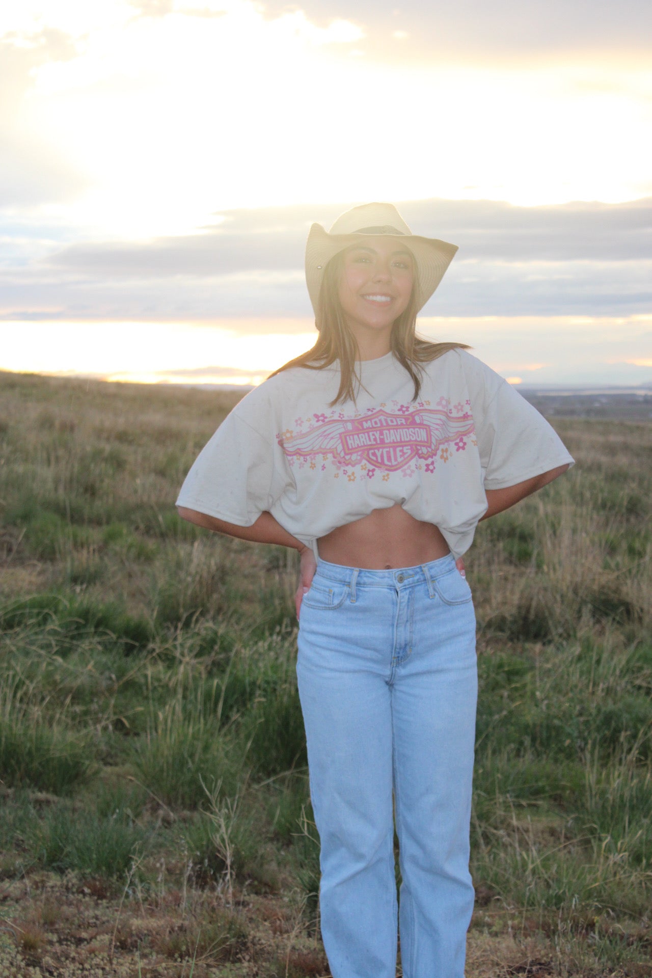 Flowered Motorcycle Retro T Shirt