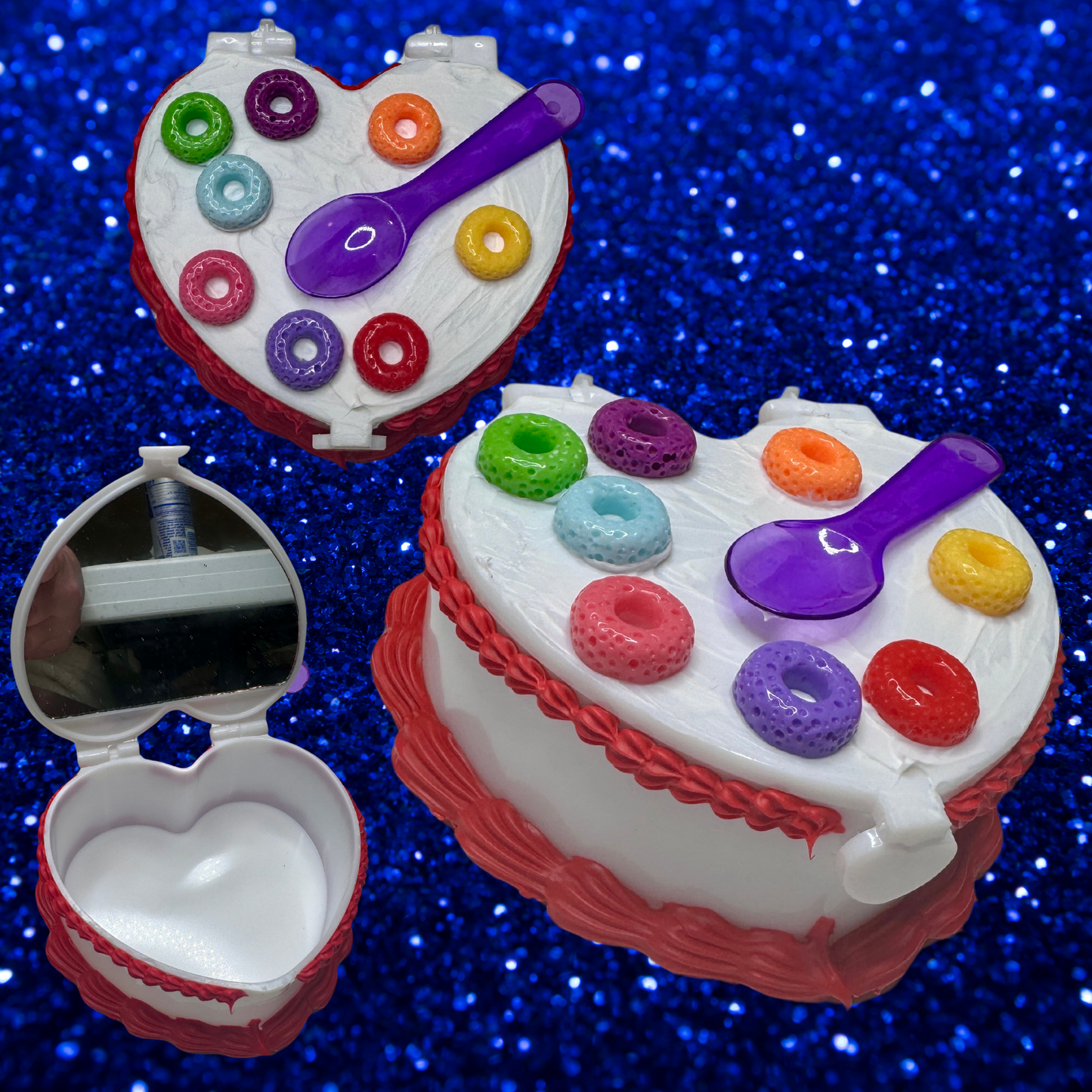 Cereal Mini Fake Cake Heart Jewelry / Trinket Storage Box