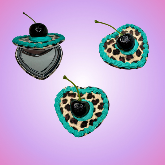 Leopard and Red Fake Cake Compact Mirror