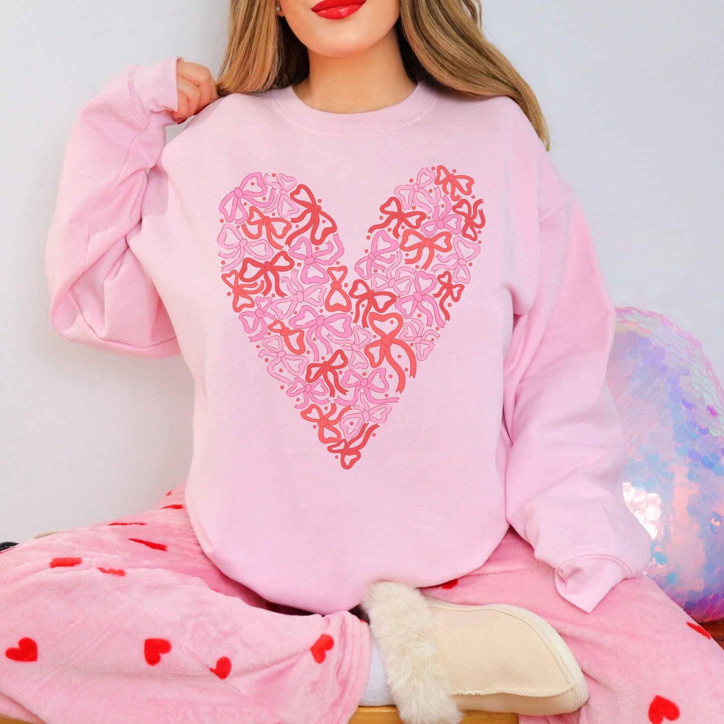 Bow Heart Retro Sweatshirt or T Shirt