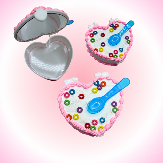 Pink Cereal Mini Fake Cake Heart Jewelry / Trinket Storage Box
