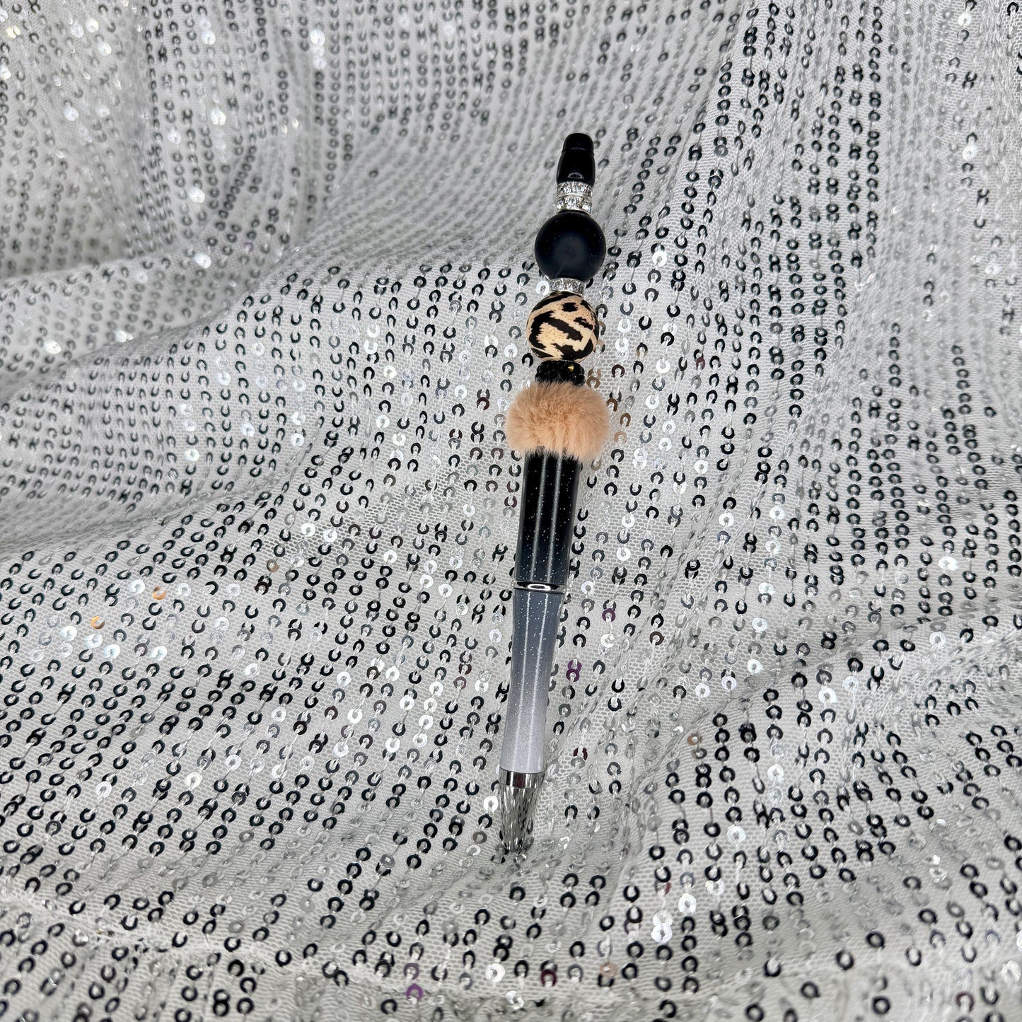 Black Leopard Beaded Pen
