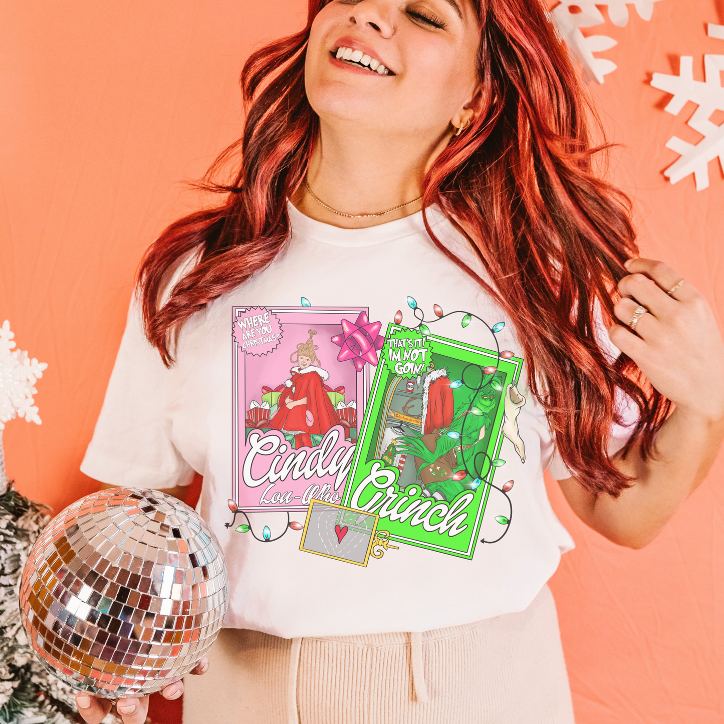 Green and Pink Christmas Doll Friends Retro Sweatshirt or T Shirt