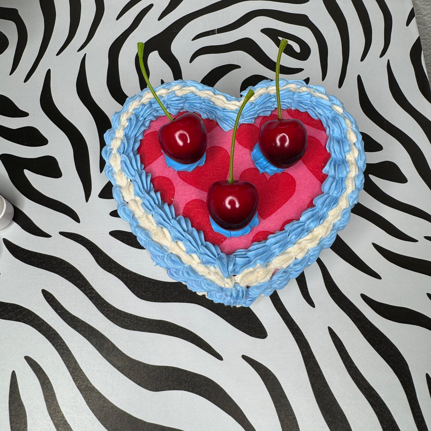Vintage Cherries Fake Cake Heart Jewelry / Trinket Storage Box