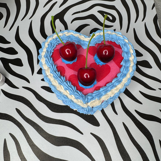Vintage Cherries Fake Cake Heart Jewelry / Trinket Storage Box