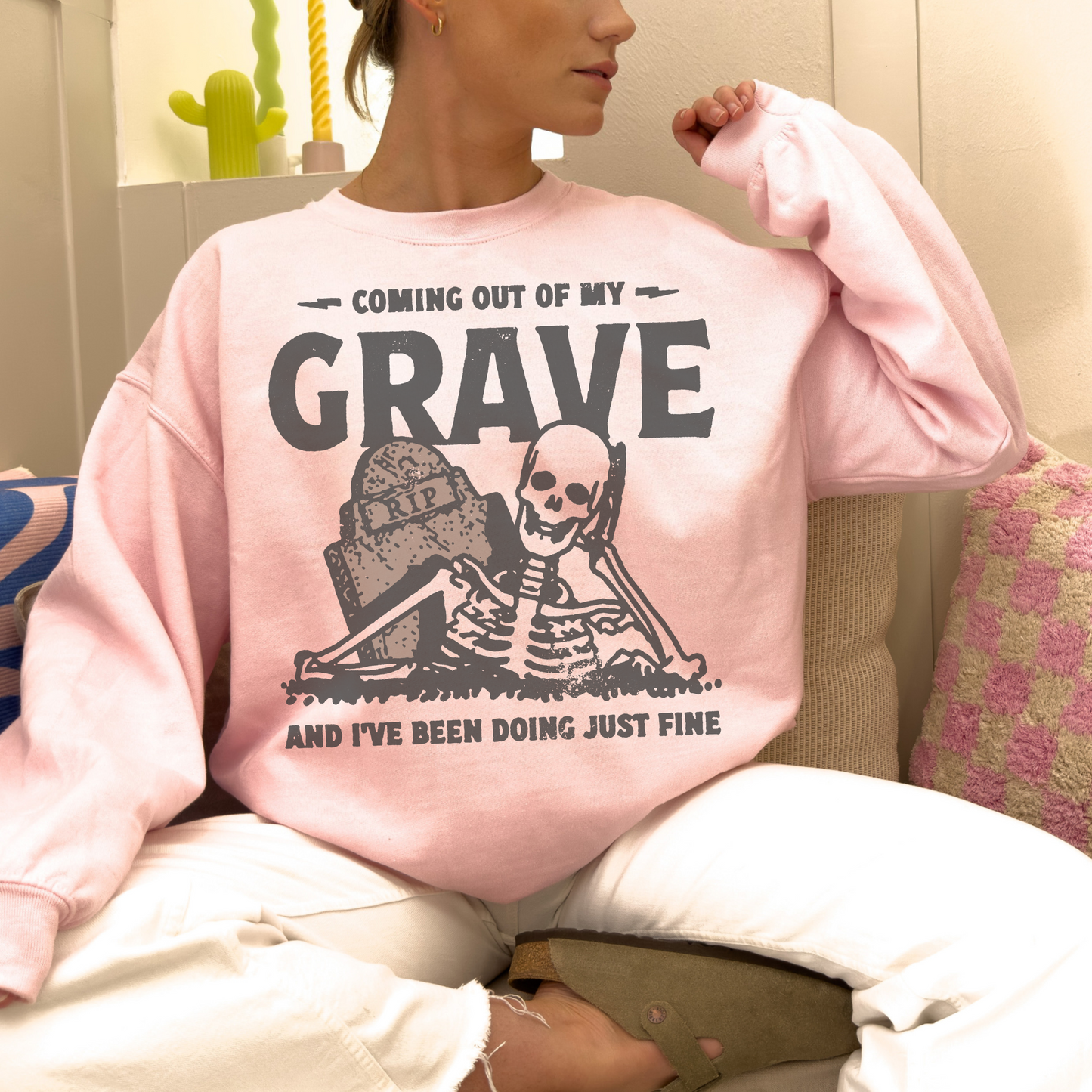 Coming out of my Grave and I've Been Doing Just Fine Retro T Shirt or Sweatshirt