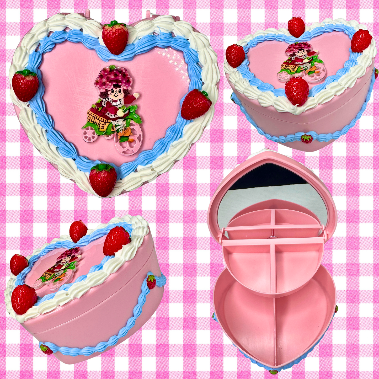 Strawberry Fake Cake Heart Jewelry / Trinket Storage Box