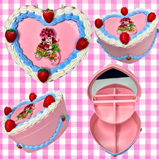 Strawberry Fake Cake Heart Jewelry / Trinket Storage Box