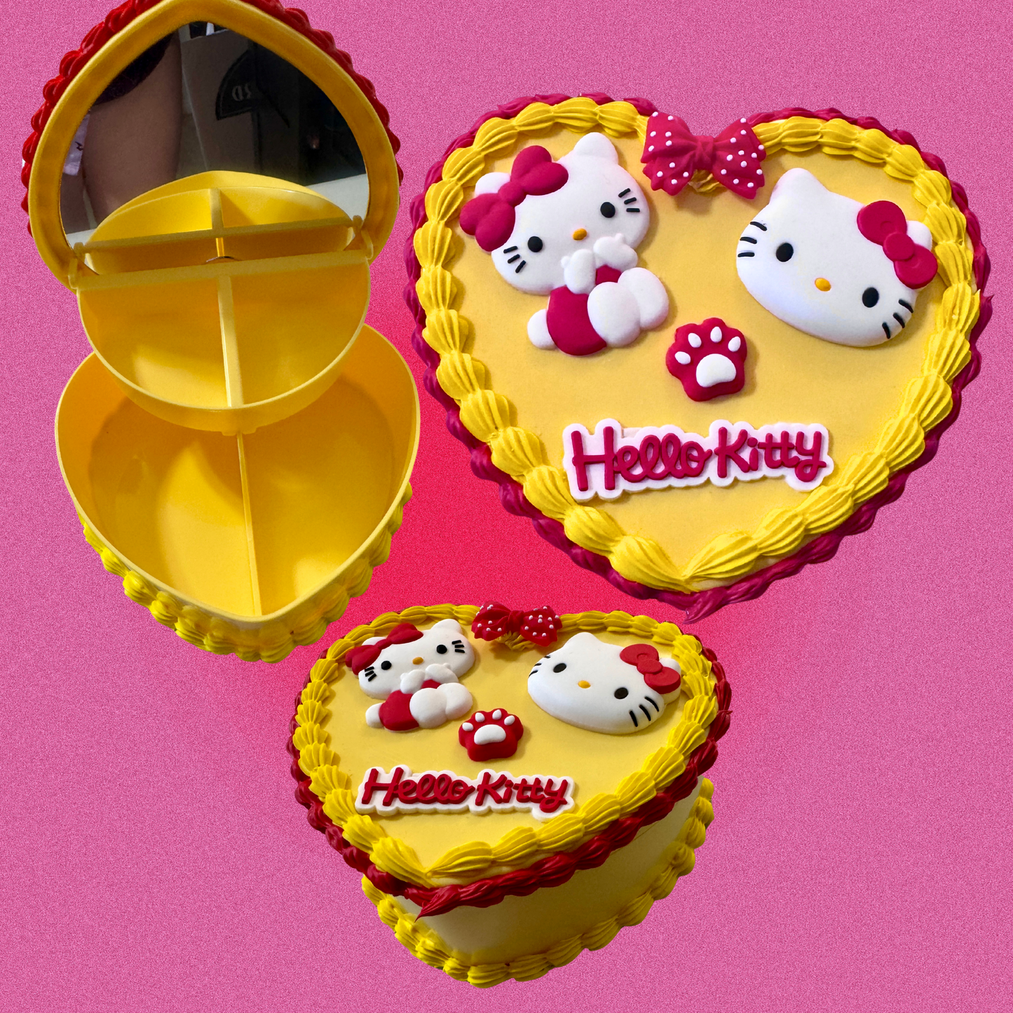 Kitty Fake Cake Heart Jewelry / Trinket Storage Box