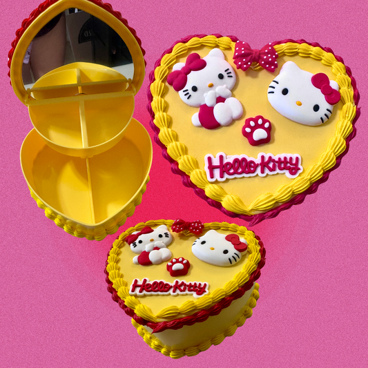 Kitty Fake Cake Heart Jewelry / Trinket Storage Box
