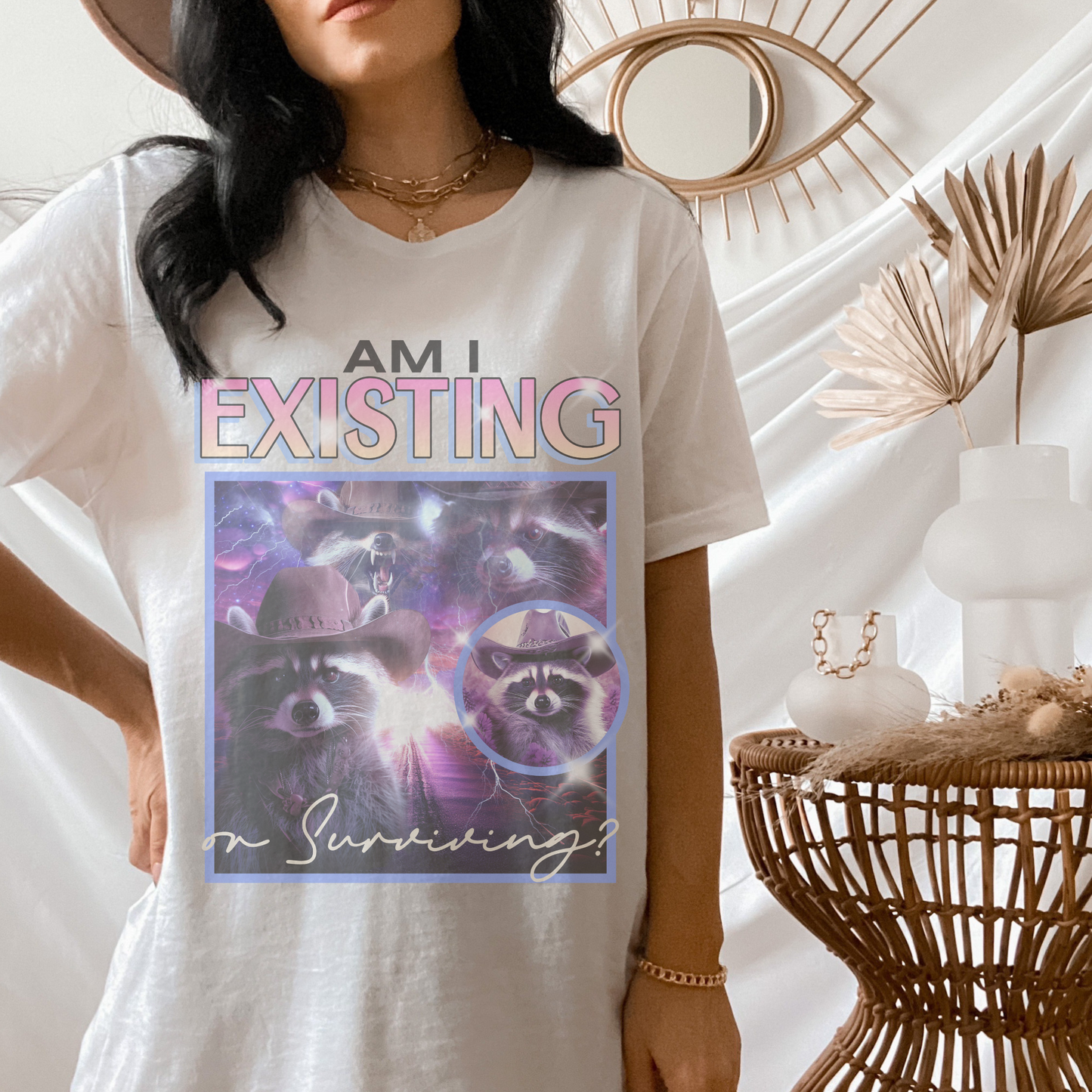 Am I Existing? Raccoon Retro T Shirt