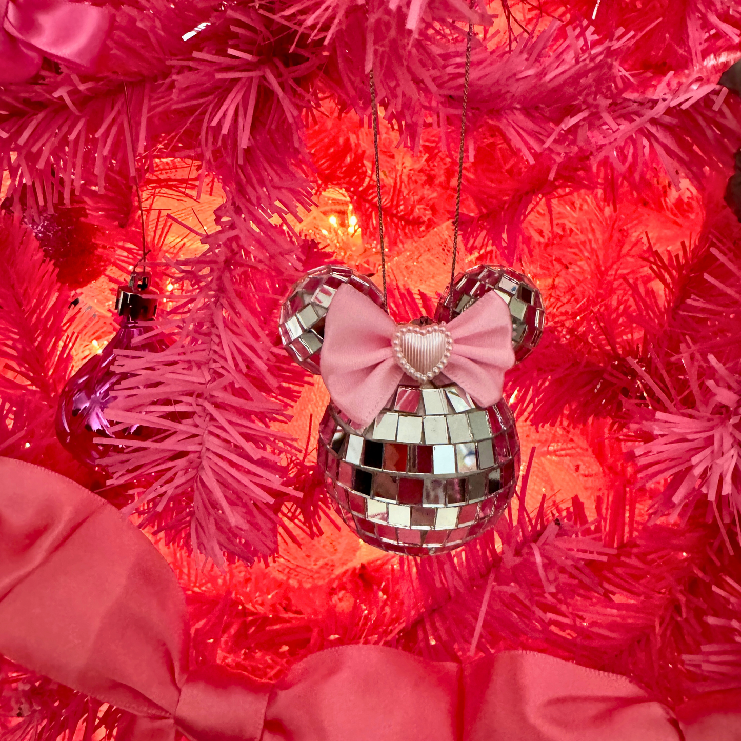 Disco Ball Ear Bow Tree Ornament