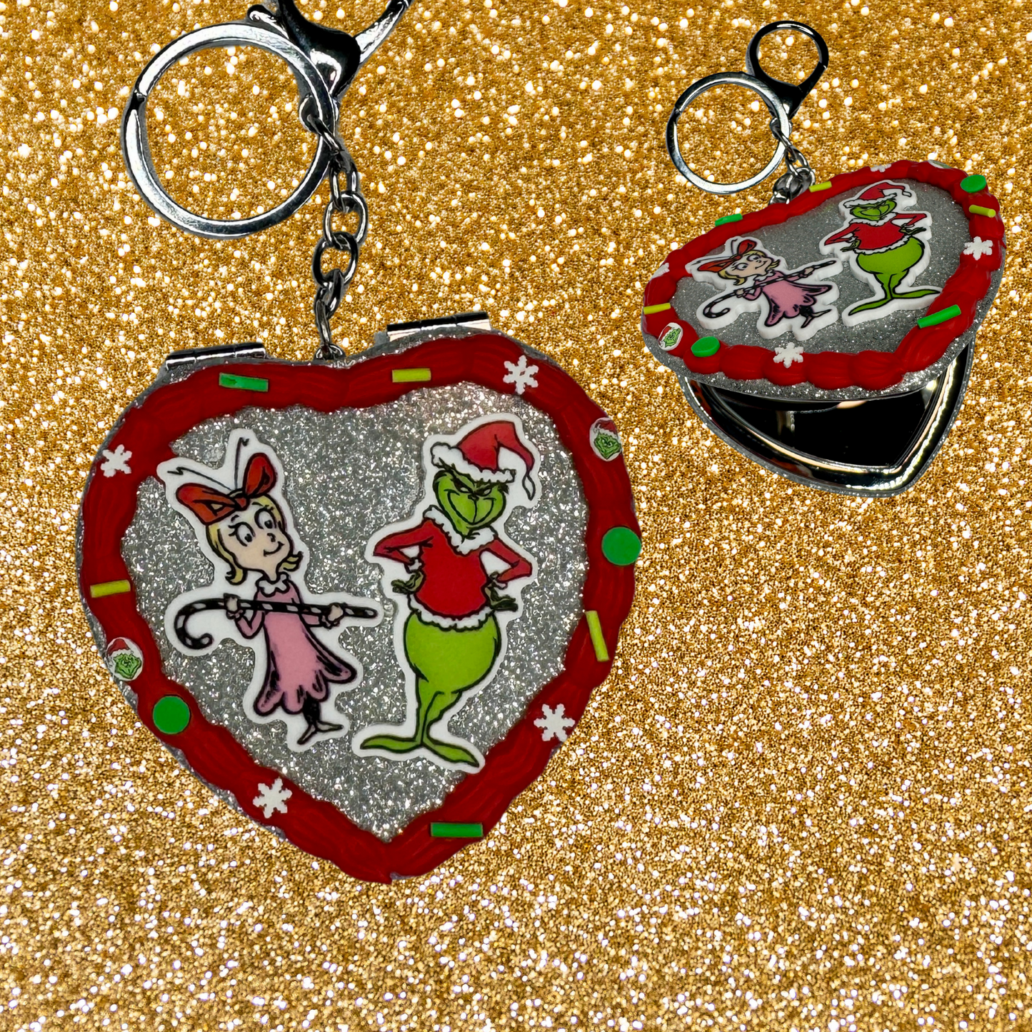 Christmas Fake Cake Compact Mirror Keychain