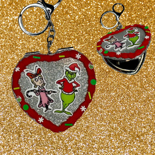Christmas Fake Cake Compact Mirror Keychain