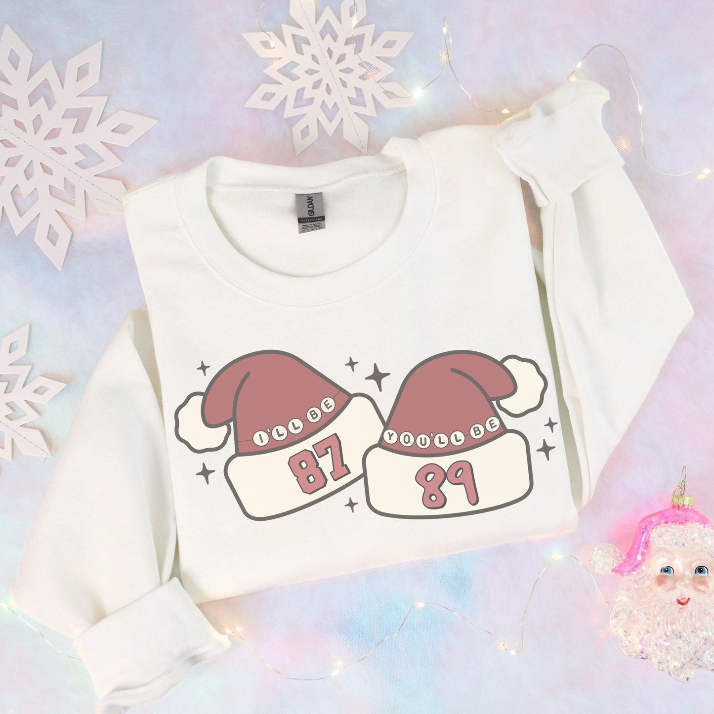 I'll Be 87 You'll Be 89 Santa Hats Retro Sweatshirt or T Shirt