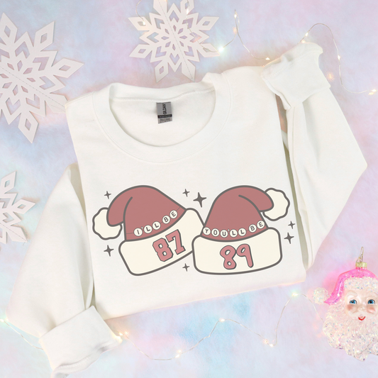 I'll Be 87 You'll Be 89 Santa Hats Retro Sweatshirt or T Shirt