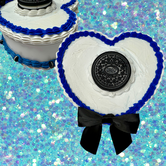 Blue Cookies Fake Cake Heart Jewelry / Trinket Storage Box