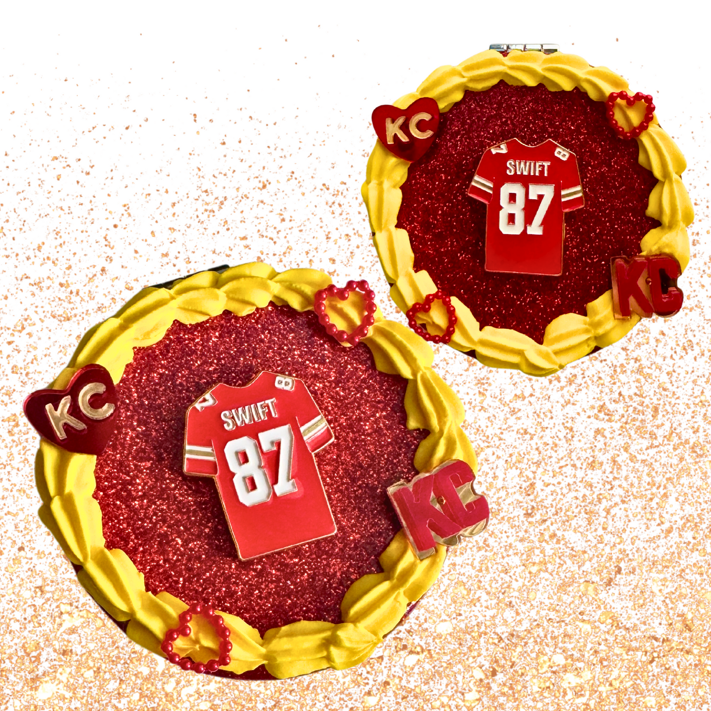Red and Gold Fake Cake Compact Mirror