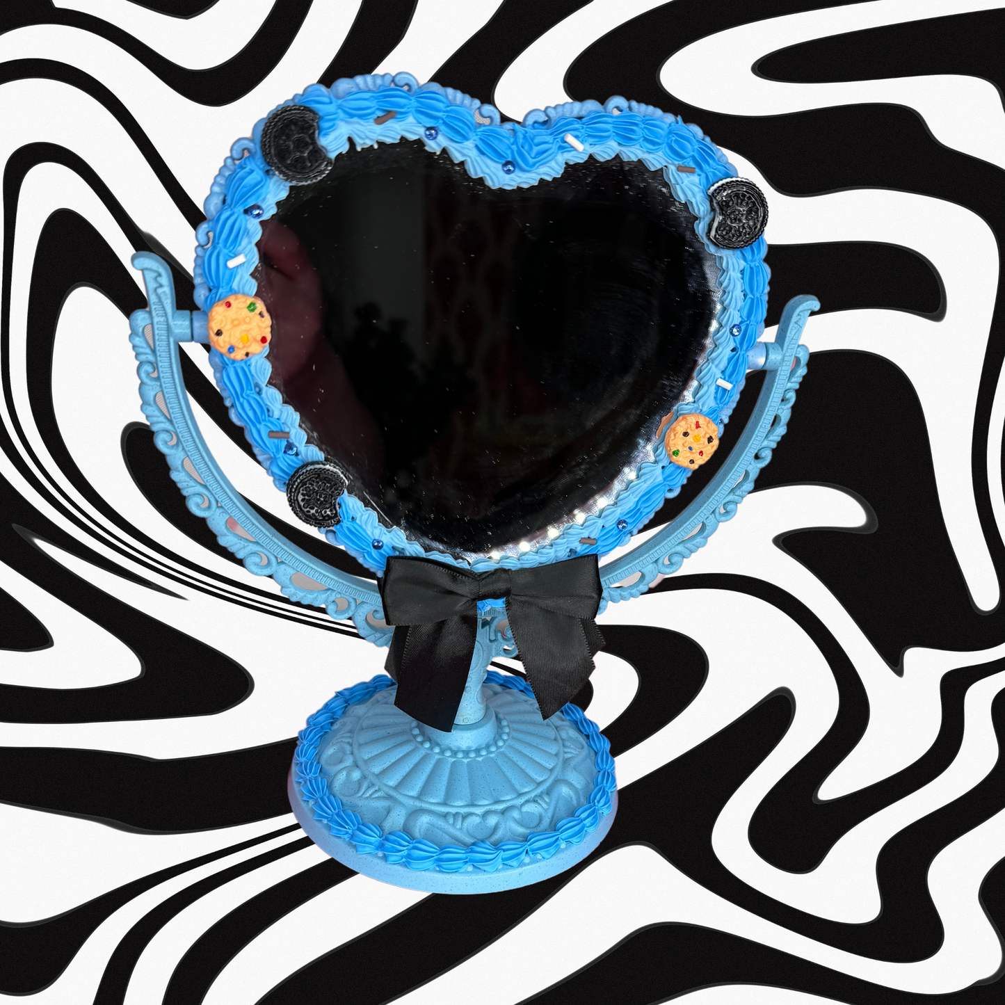 Blue Cookie Fake Cake Standing Double Sided Mirror
