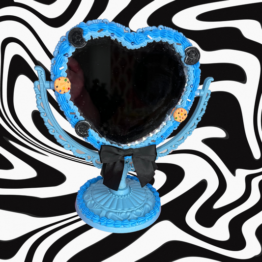 Blue Cookie Fake Cake Standing Double Sided Mirror