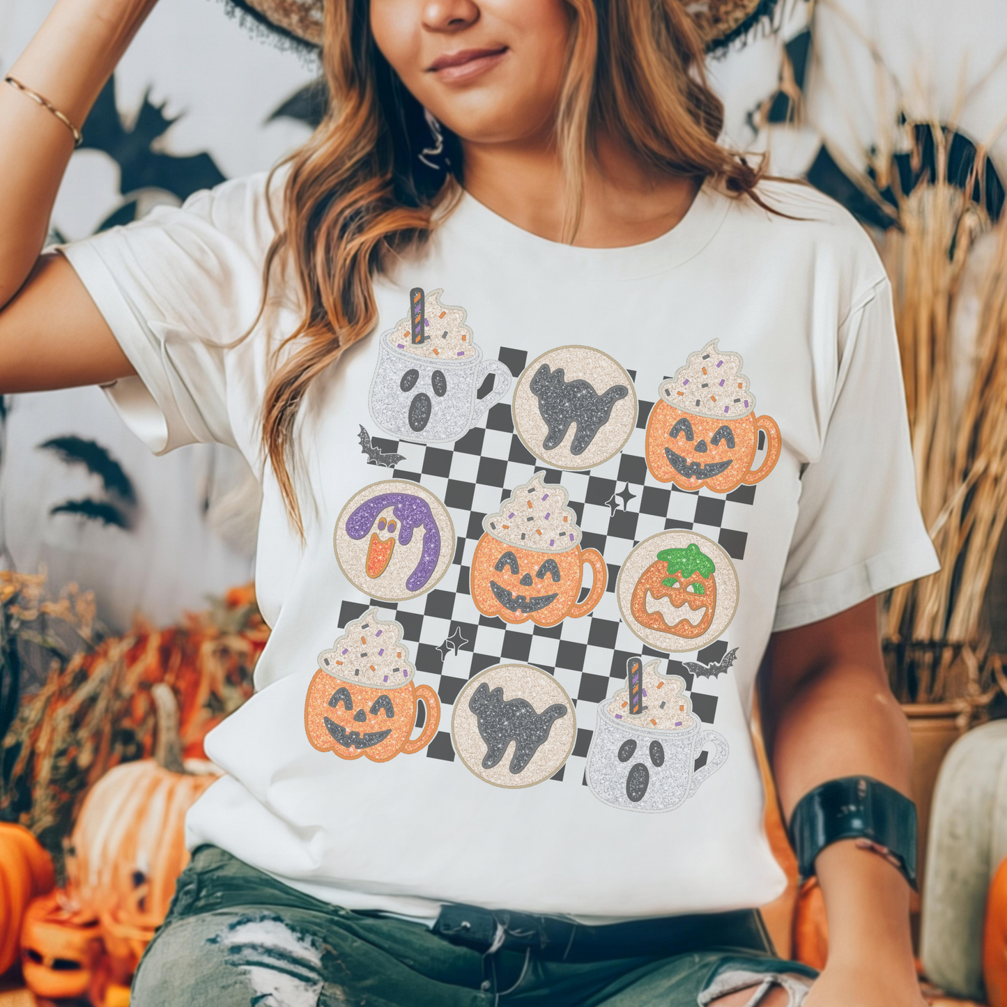 Halloween Checkered Cookie Retro T Shirt or Sweatshirt