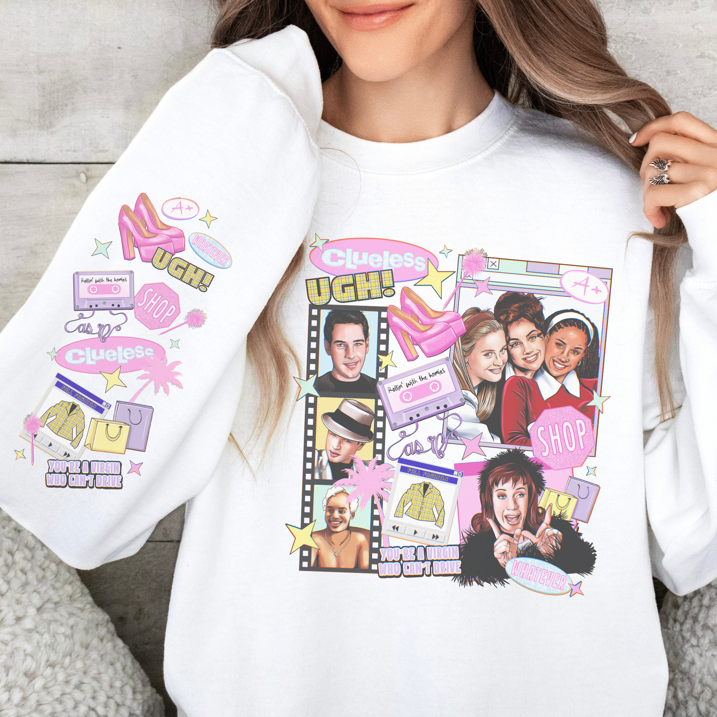 90s Clue with Sleeve Retro Sweatshirt or T Shirt