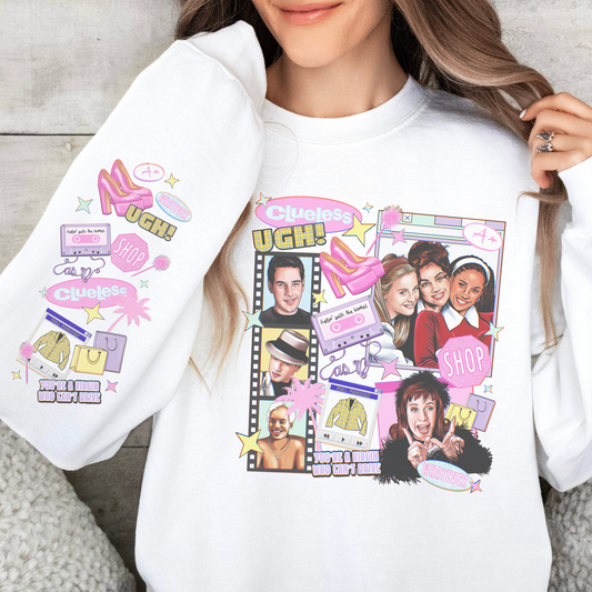 90s Clue with Sleeve Retro Sweatshirt or T Shirt