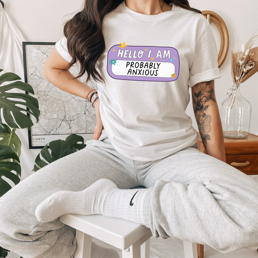 Hello I Am Probably Anxious Retro T Shirt