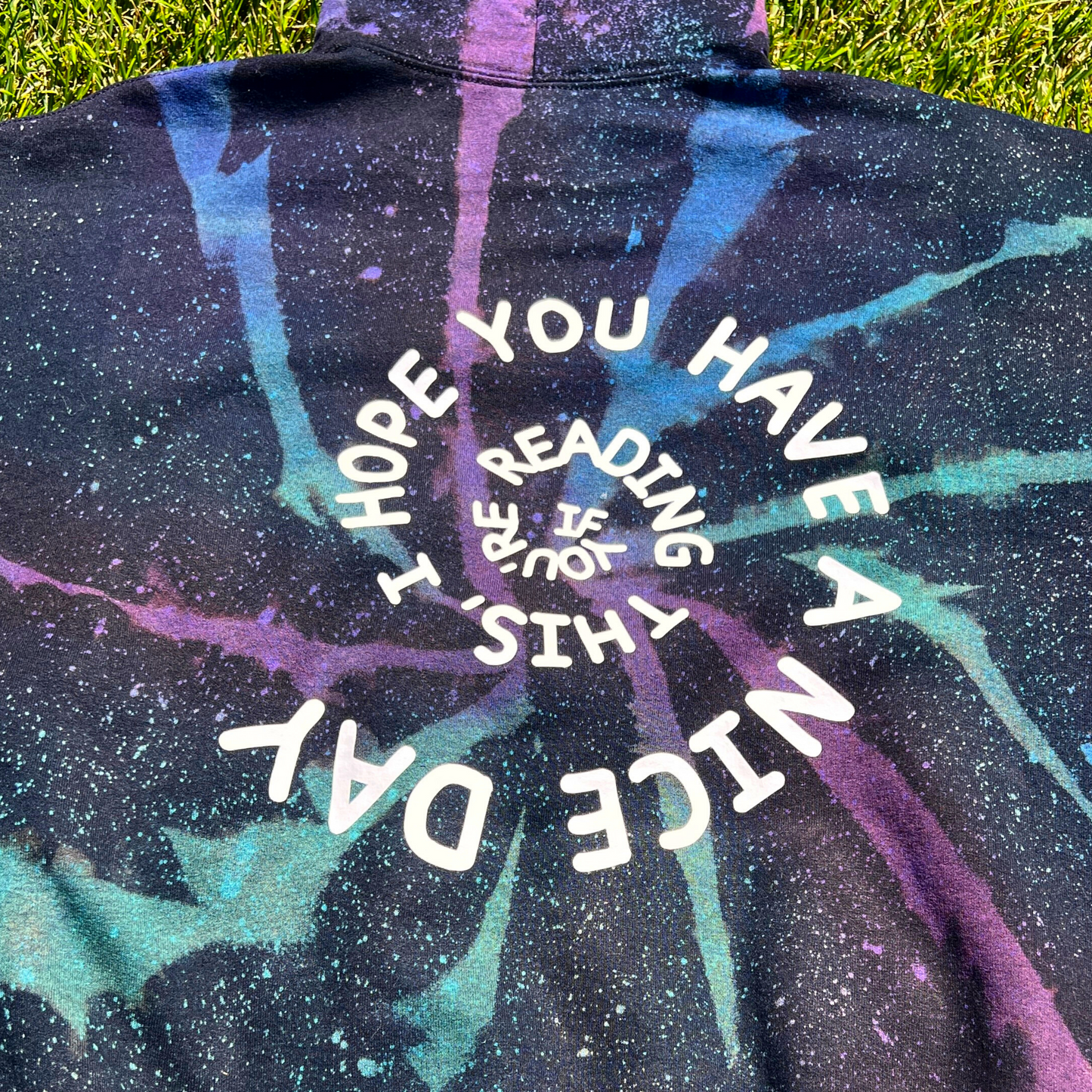 If You’re Reading This Hoodie Reverse Tie Dye with Bead Strings