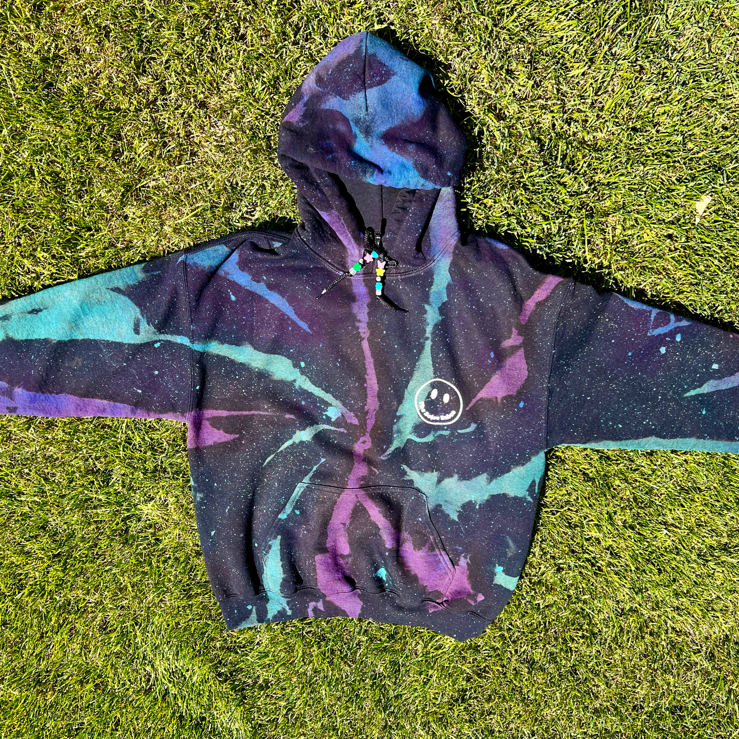 If You’re Reading This Hoodie Reverse Tie Dye with Bead Strings