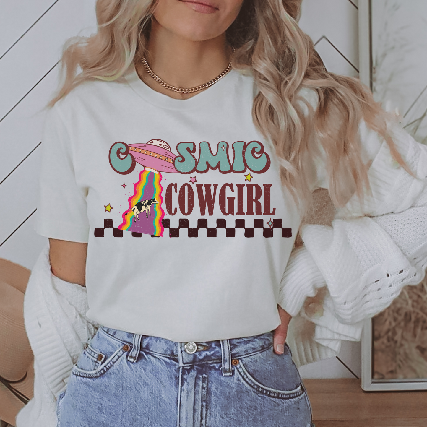 Cosmic Cowgirl Retro T Shirt
