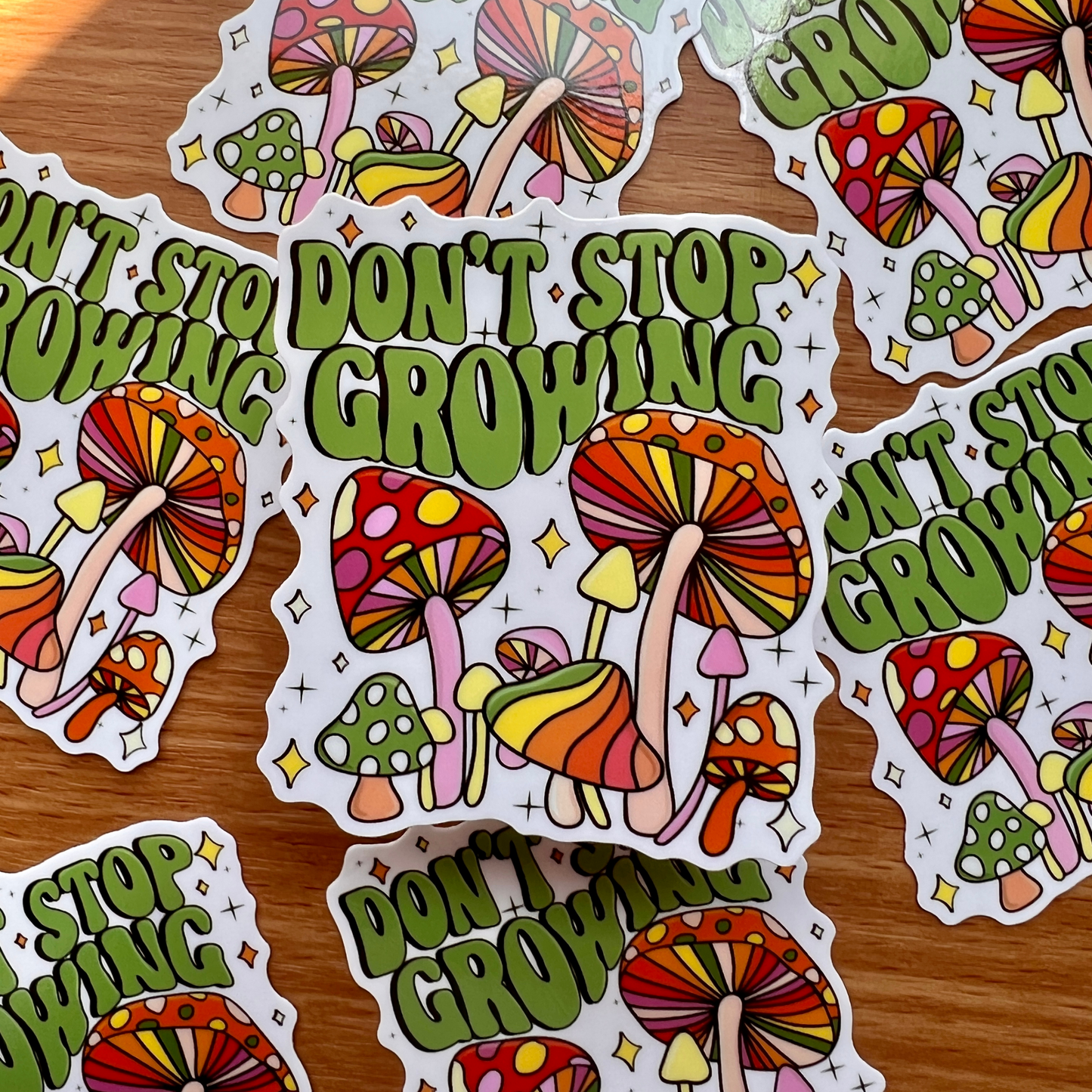 Don't Stop Growing Mushroom | Vinyl Water Bottle Sticker