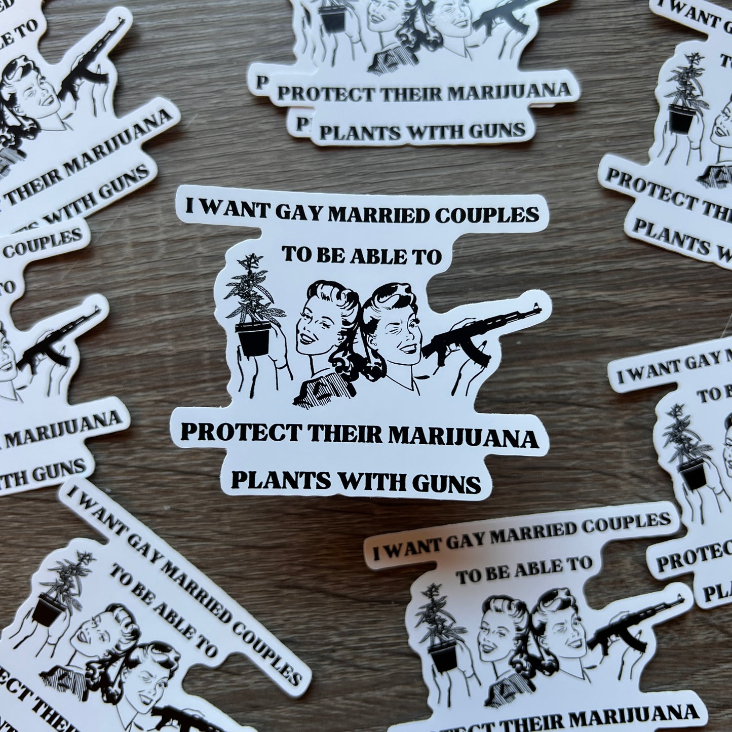 I Want Gay Couples To Be Able to Protect Their Plants with Guns | Vinyl Water Bottle Sticker
