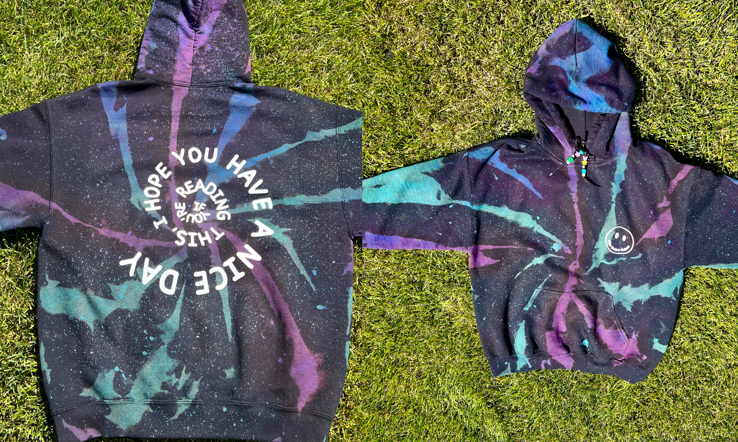 If You’re Reading This Hoodie Reverse Tie Dye with Bead Strings