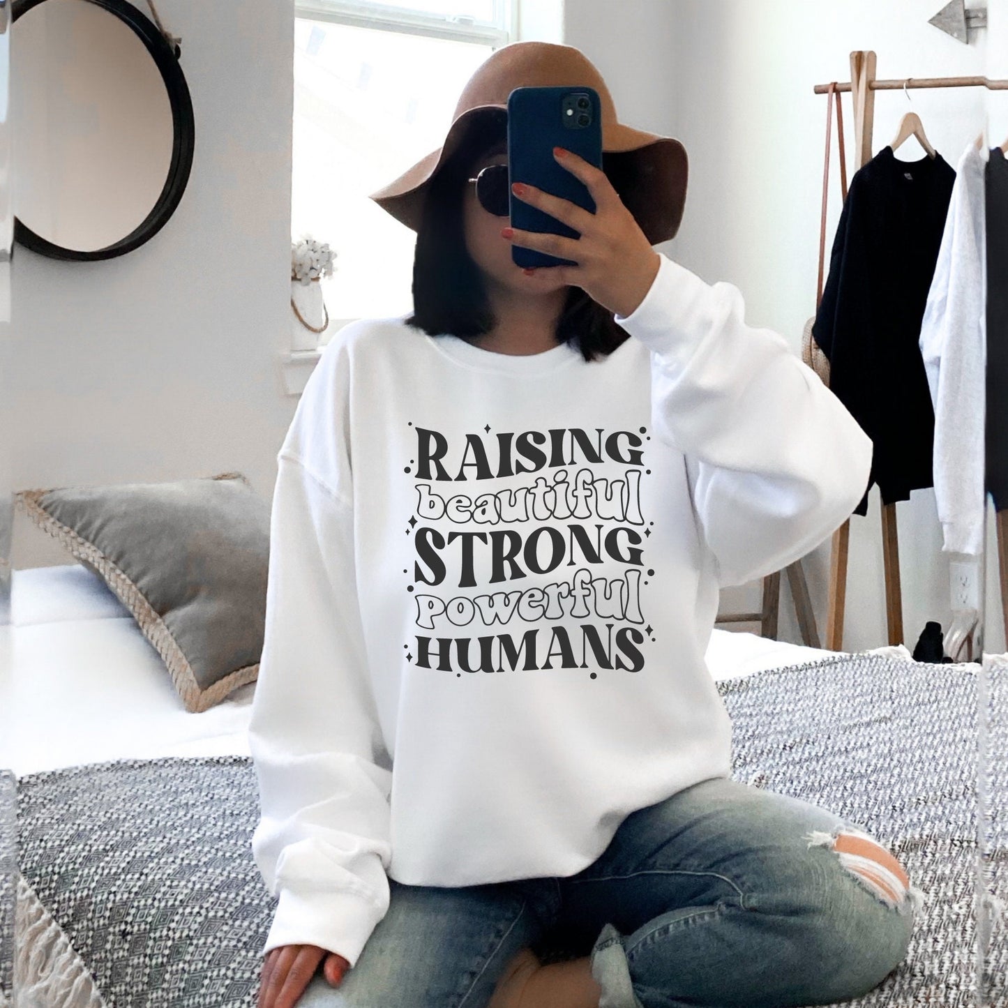 Raising Strong Powerful Humans Mom Mother Sweatshirt