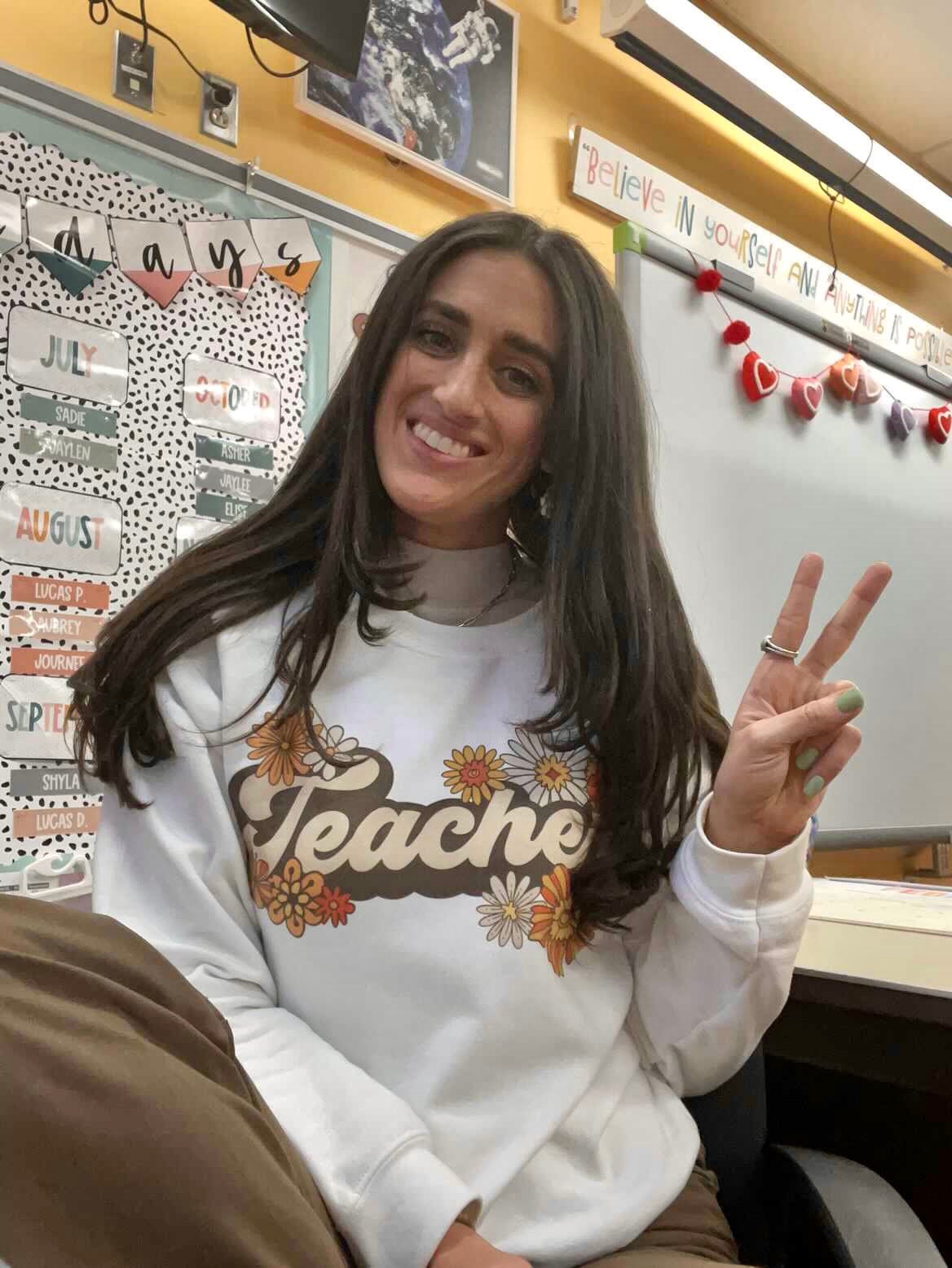 Retro Teacher Floral Boho Sweatshirt
