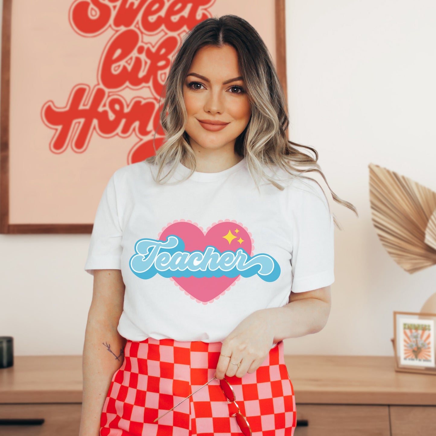 Retro Teacher Heart T Shirt