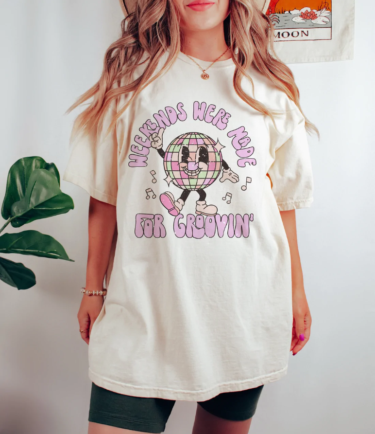 Weekends Were Made for Groovin' Disco Ball Retro T Shirt