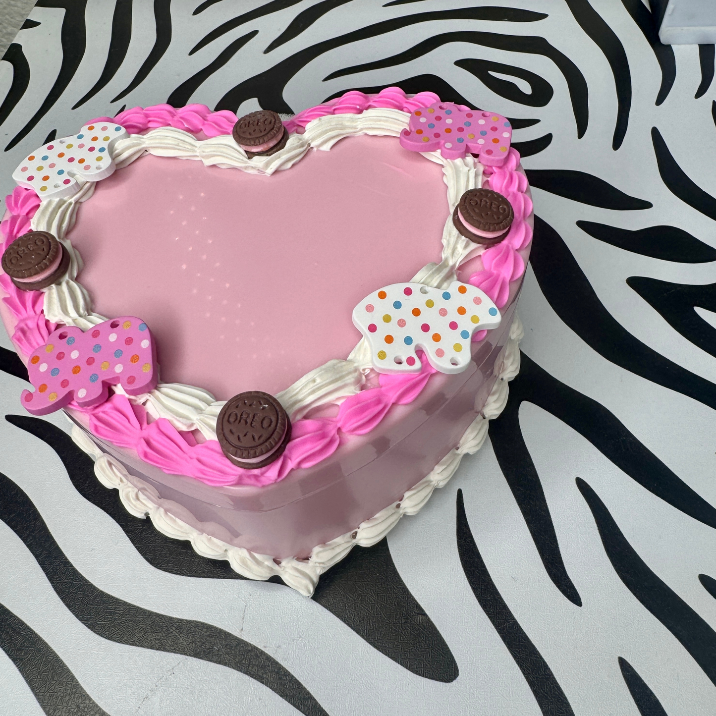 Pink Cookies Fake Cake Heart Jewelry / Trinket Storage Box