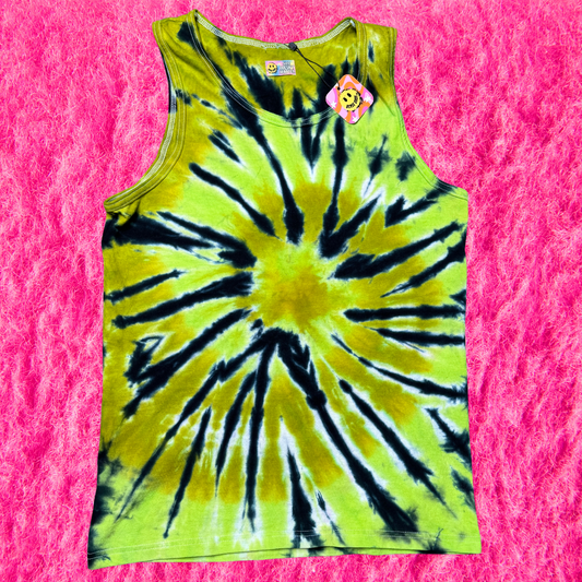 Green and Black Tie Dye Tank Top - Medium