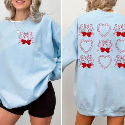 Soft Girl Era Cherry Bow Retro Sweatshirt