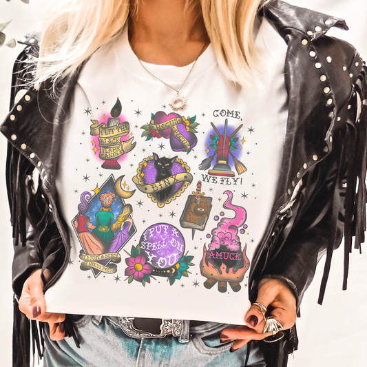 Witches Retro Tattoo Sweatshirt or T Shirt